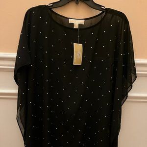 Very Stylish Michael Kors Rhinestone Poncho Style top/Blouse - S/M, New